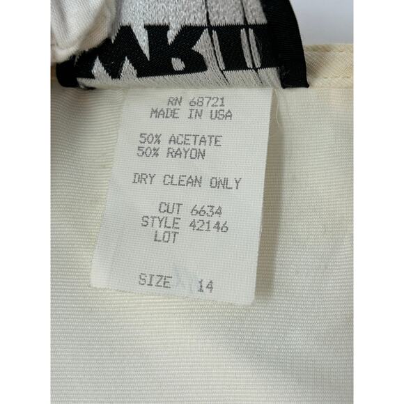 VTG Kimono Duster Women SZ 14 Cream Career Floral Accent Preppy Professional - Picture 8 of 9